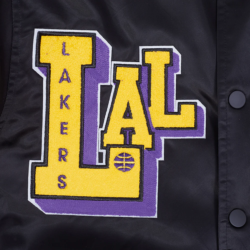 NBA LOS ANGELES LAKERS BEST OF MEN'S RIB SATIN JACKET (BLACK/PURPLE) - Image 10