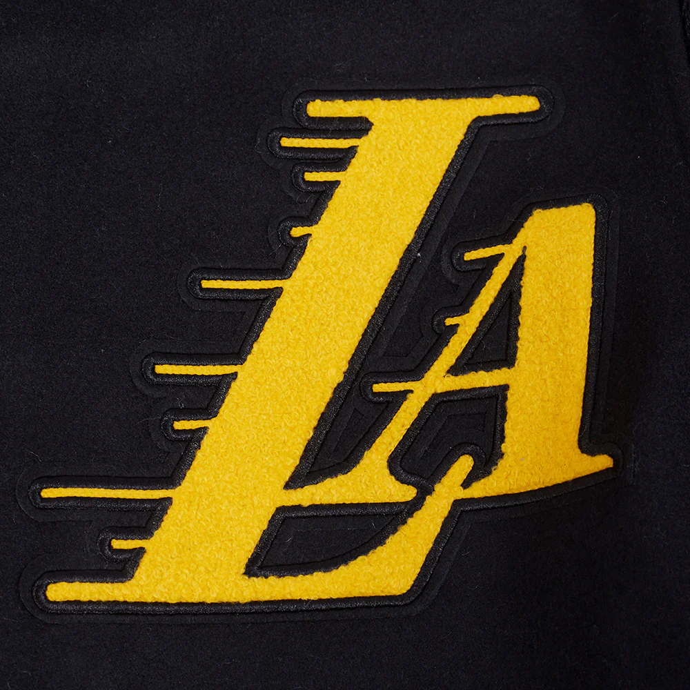 NBA LOS ANGELES LAKERS BEST OF MEN'S RIB WOOL VARSITY JACKET (BLACK/PURPLE) - Image 8