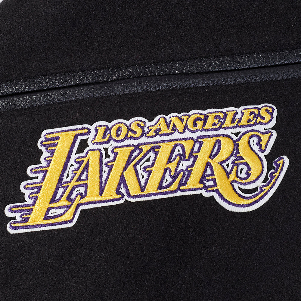 NBA LOS ANGELES LAKERS TEAM BADGE MEN'S RIB WOOL VARSITY JACKET (BLACK/PURPLE) - Image 7
