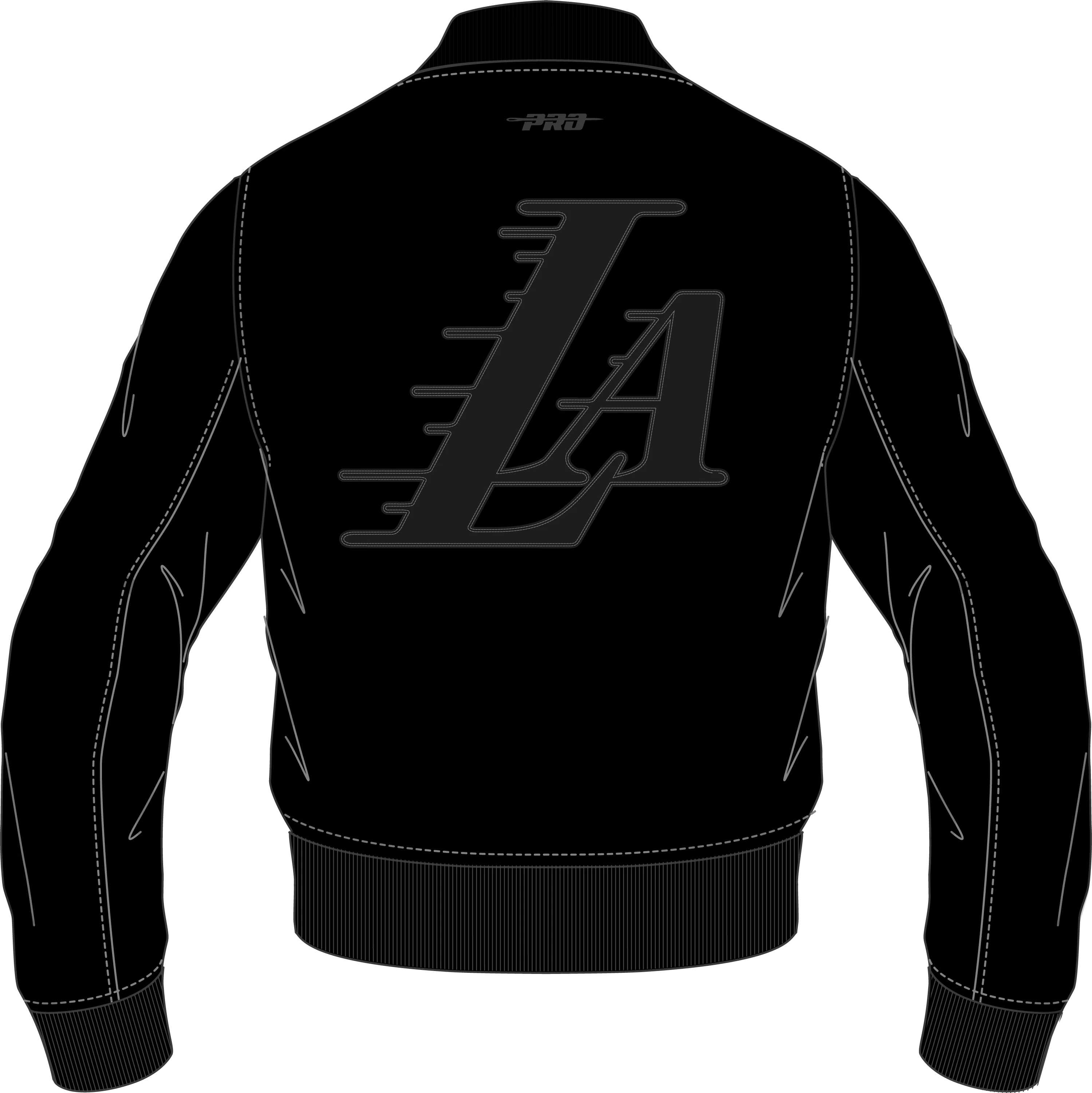 NBA LOS ANGELES LAKERS WASHED VANGUARD MEN'S LEATHER VARSITY JACKET (JET BLACK) - Image 6