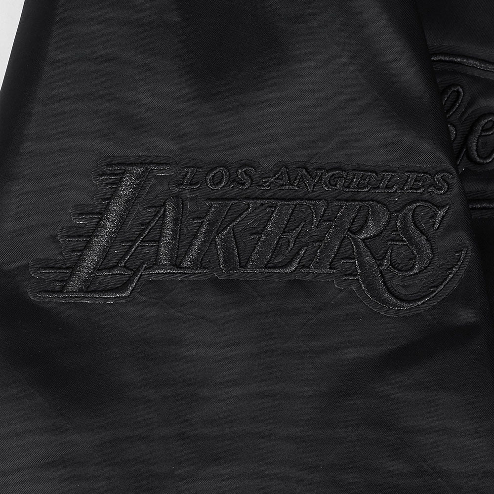 NBA LOS ANGELES LAKERS BLACKOUT MEN'S SATIN JACKET (BLACK) - Image 7
