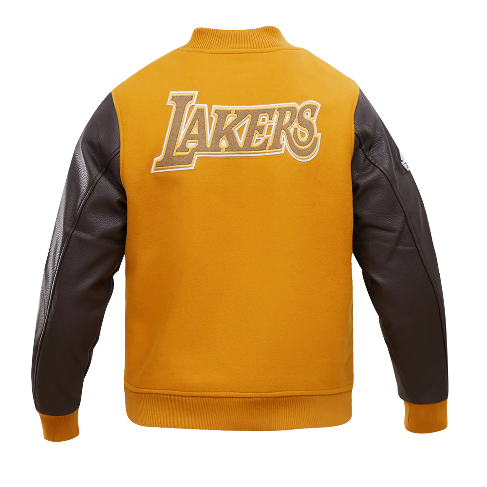NBA LOS ANGELES LAKERS CLASSIC WOOL MEN'S VARSITY JACKET (BROWN) - Image 9