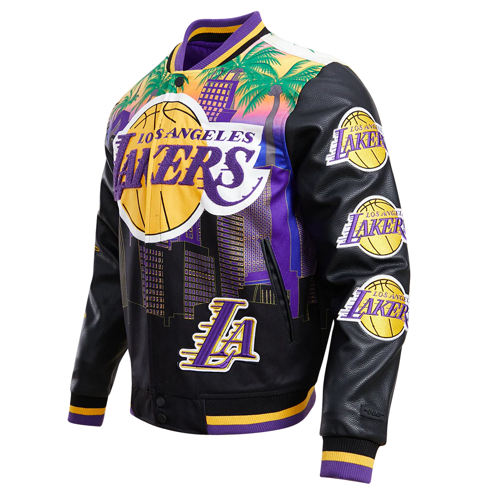 NBA LOS ANGELES LAKERS REMIX MEN'S VARSITY JACKET (BLACK)