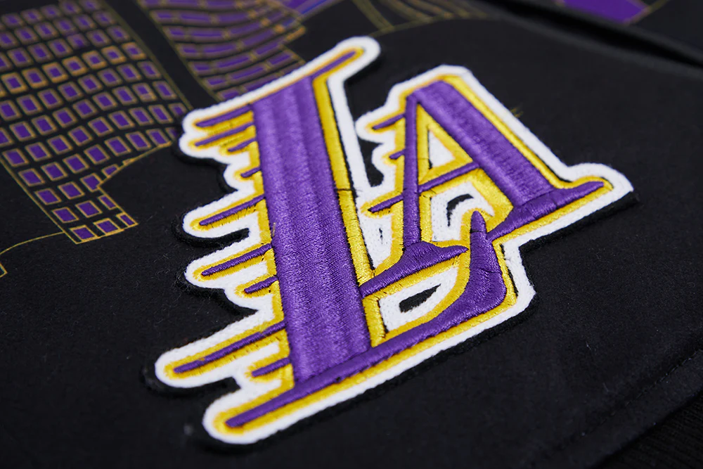 NBA LOS ANGELES LAKERS REMIX MEN'S VARSITY JACKET (BLACK) - Image 4