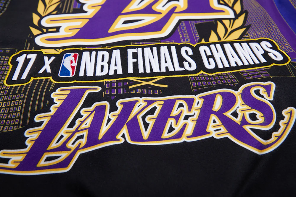 NBA LOS ANGELES LAKERS REMIX MEN'S VARSITY JACKET (BLACK) - Image 6