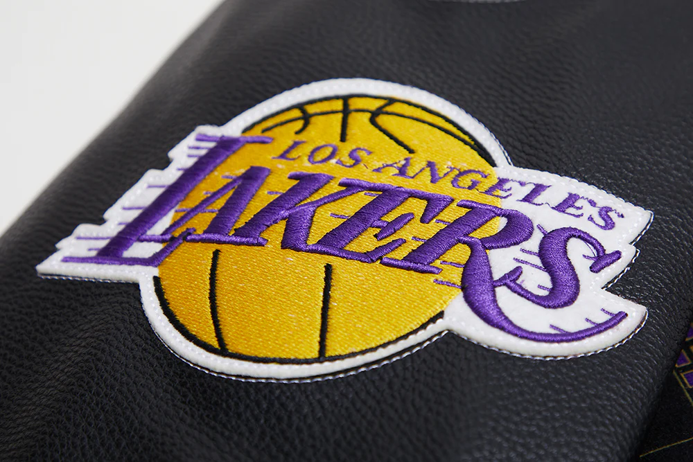 NBA LOS ANGELES LAKERS REMIX MEN'S VARSITY JACKET (BLACK) - Image 9