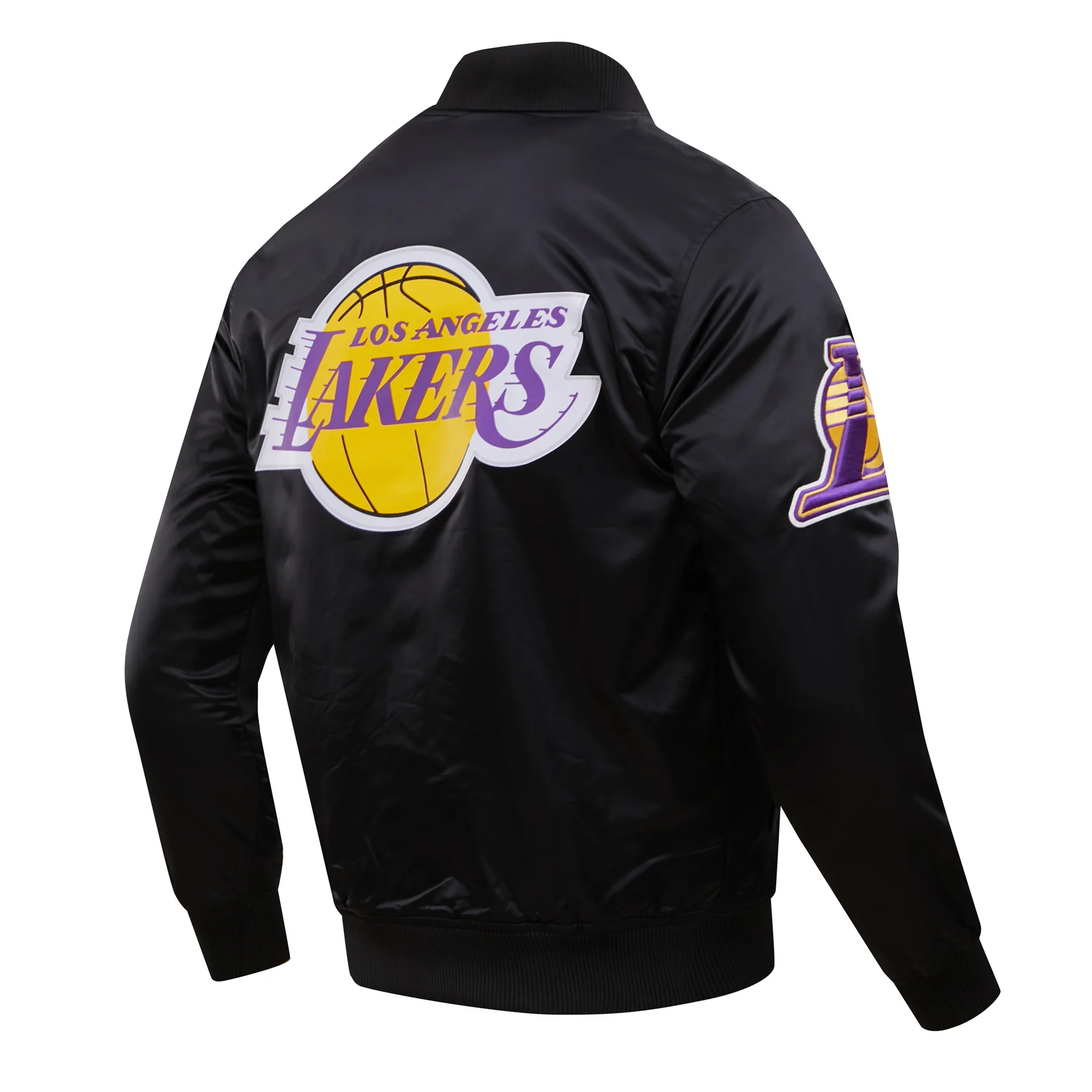 NBA LOS ANGELES LAKERS BIG LOGO MEN'S SATIN JACKET (BLACK) - Image 5