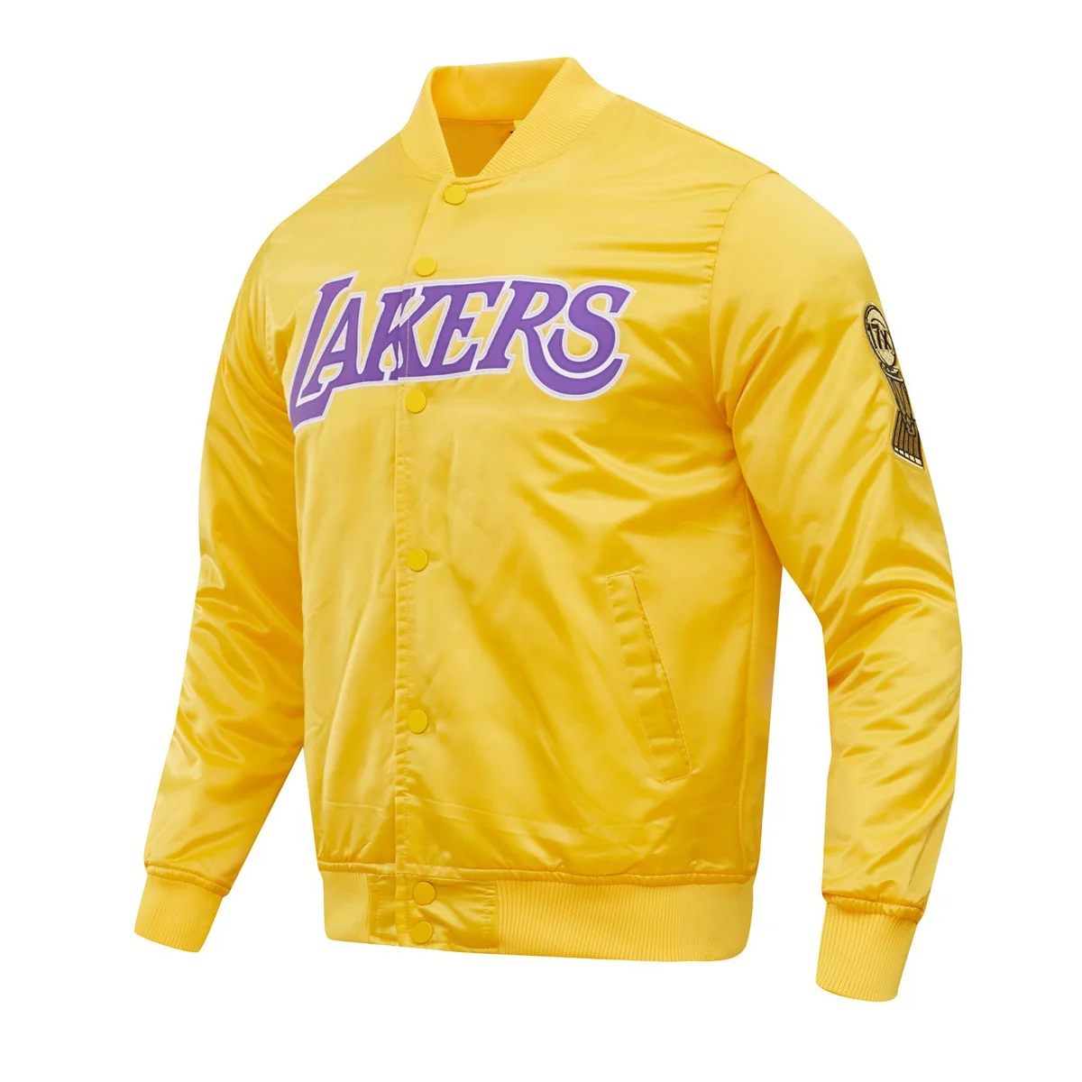 NBA LOS ANGELES LAKERS BIG LOGO MEN'S SATIN JACKET (YELLOW) - Image 2
