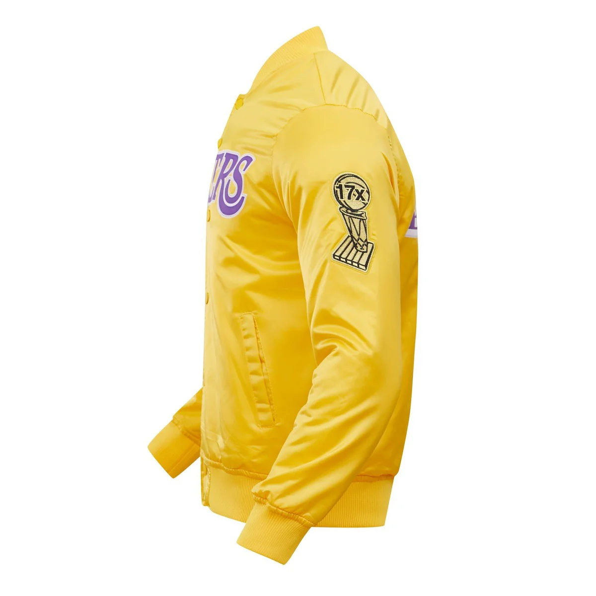NBA LOS ANGELES LAKERS BIG LOGO MEN'S SATIN JACKET (YELLOW) - Image 3