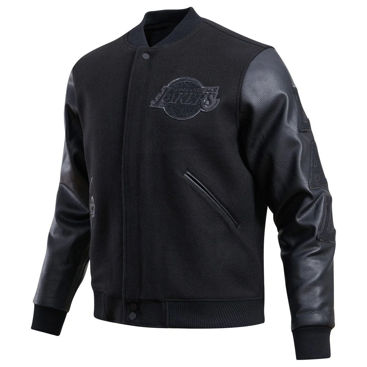 NBA LOS ANGELES LAKERS TRIPLE BLACK MEN'S VARSITY JACKET (BLACK) - Image 3