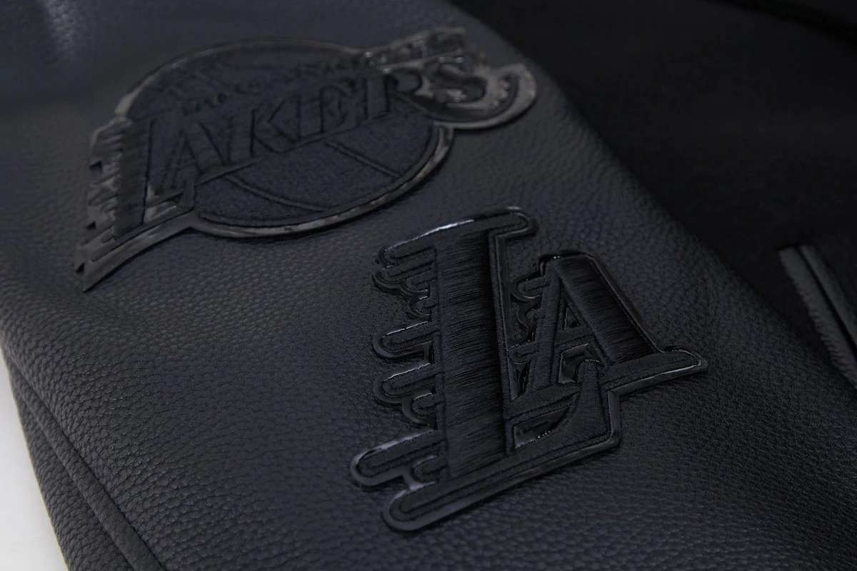 NBA LOS ANGELES LAKERS TRIPLE BLACK MEN'S VARSITY JACKET (BLACK) - Image 8