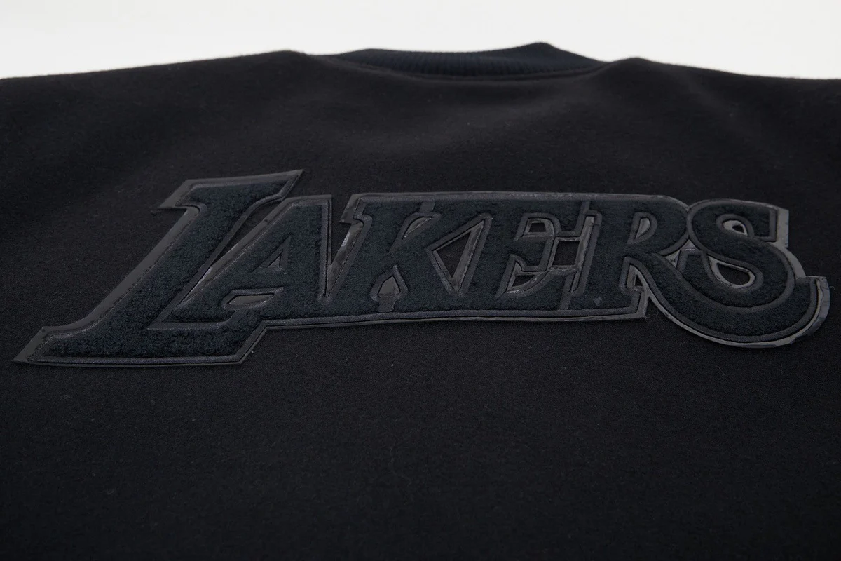 NBA LOS ANGELES LAKERS TRIPLE BLACK MEN'S VARSITY JACKET (BLACK) - Image 9