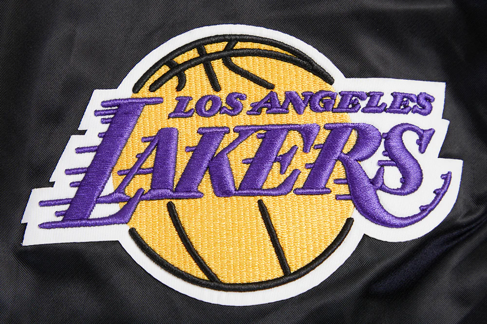 NBA LOS ANGELES LAKERS RETRO CLASSIC MEN'S RIB SATIN JACKET (BLACK/PURPLE/YELLOW) - Image 8