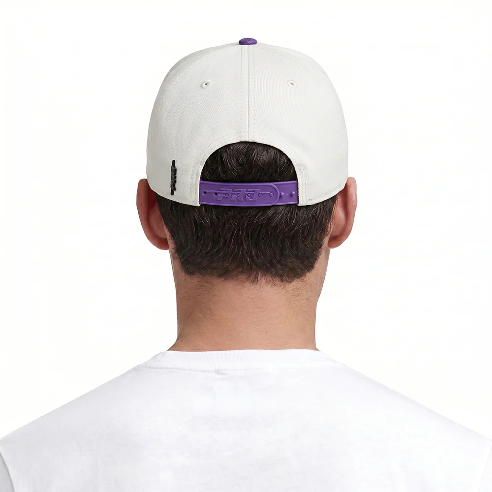 NBA LOS ANGELES LAKERS UNDER SCRIPT 2 TONE SNAPBACK (EGGSHELL/ PURPLE) - Image 2