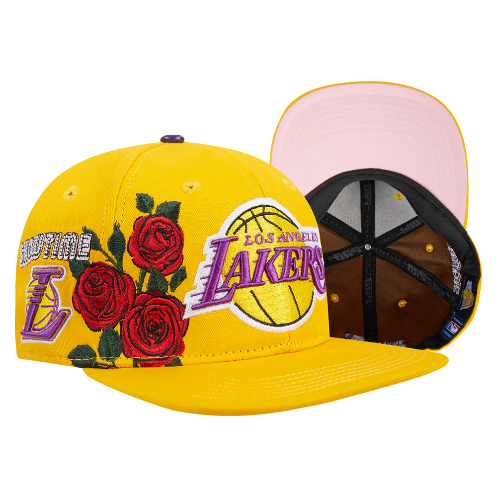 NBA LOS ANGELES LAKERS CITY DOUBLE FRONT LOGO UNISEX SNAPBACK HAT (YELLOW/PINK) - Image 8