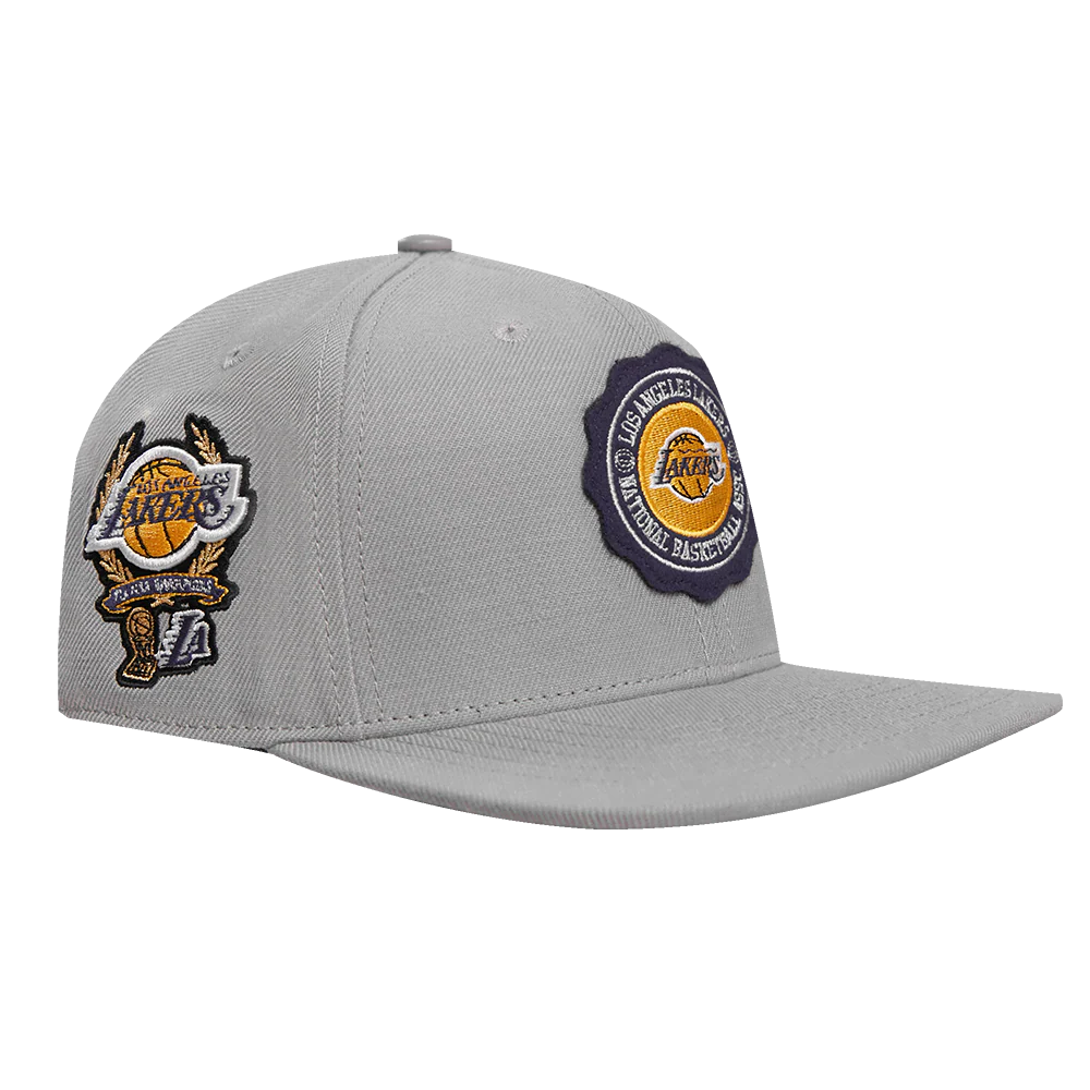 NBA LOS ANGELES LAKERS CREST EMBLEM UNISEX WOOL SNAPBACK HAT (GRAY) - Image 3