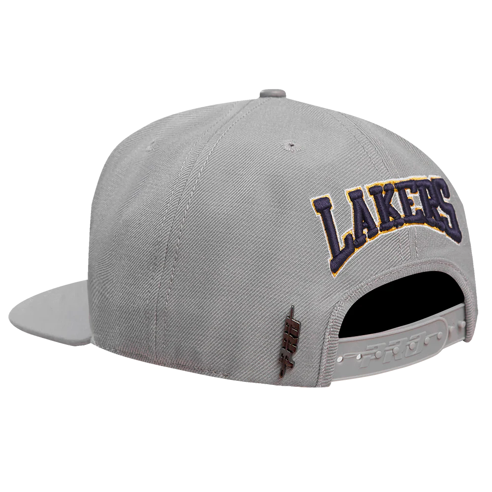 NBA LOS ANGELES LAKERS CREST EMBLEM UNISEX WOOL SNAPBACK HAT (GRAY) - Image 5