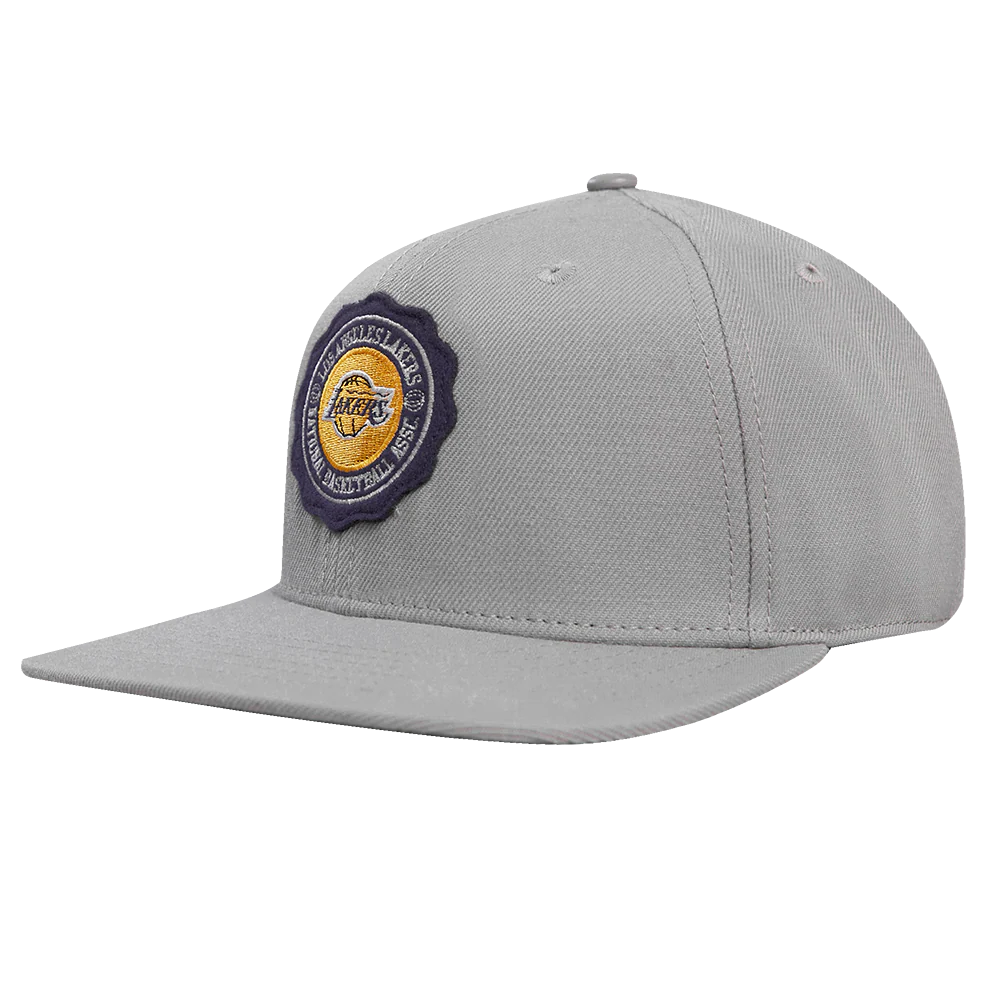 NBA LOS ANGELES LAKERS CREST EMBLEM UNISEX WOOL SNAPBACK HAT (GRAY) - Image 6