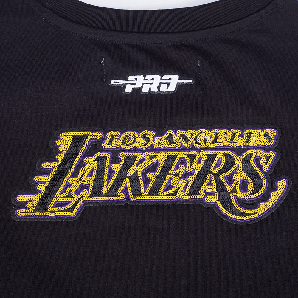 NBA LOS ANGELES LAKERS GAME DAY CLASSICS WOMEN'S SINGLE JERSEY BABY DOLL TEE (BLACK) - Image 7