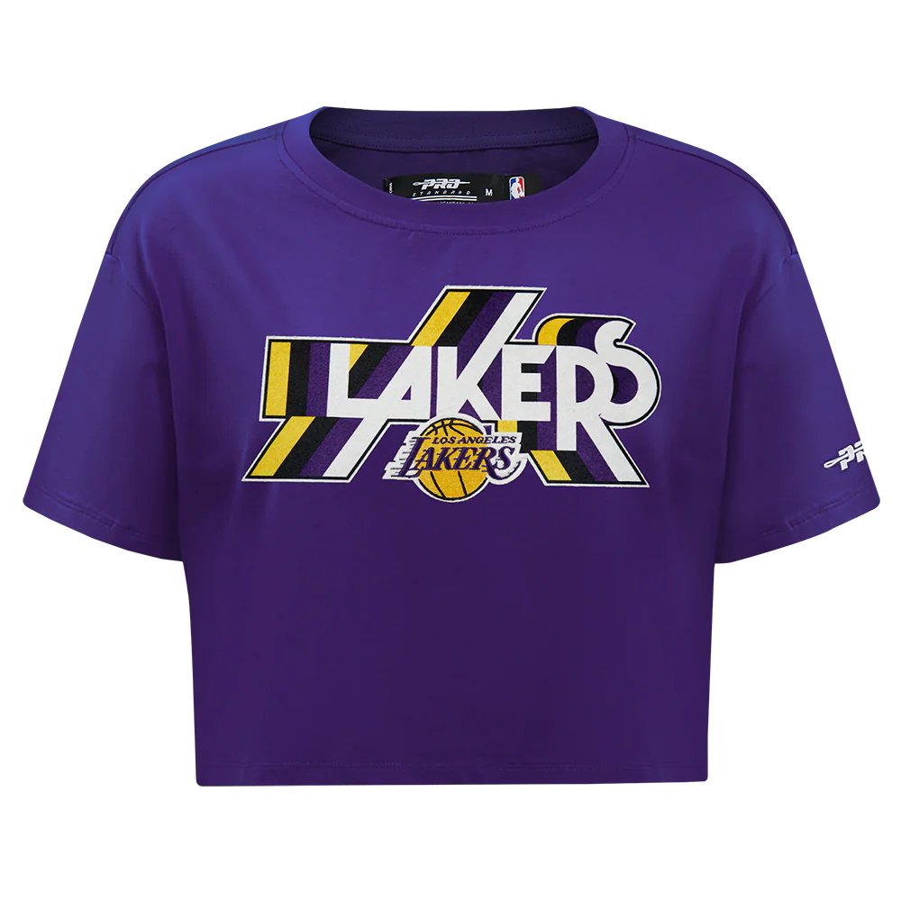 NBA LOS ANGELES LAKERS RETRO ELEVATION WOMEN'S SINGLE JERSEY BOXY TEE (PURPLE)