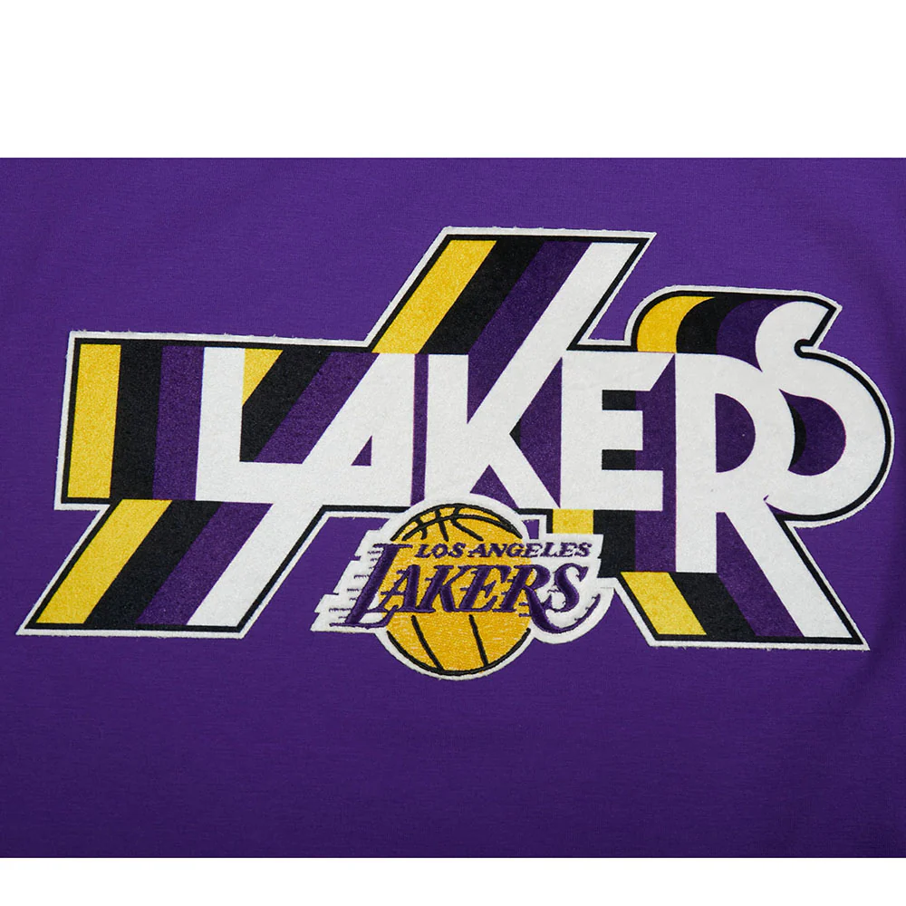 NBA LOS ANGELES LAKERS RETRO ELEVATION WOMEN'S SINGLE JERSEY BOXY TEE (PURPLE) - Image 5