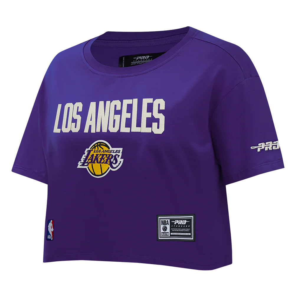 NBA LOS ANGELES LAKERS MODERN ORIGINALS WOMEN'S SJ BOXY TEE (PURPLE) - Image 3