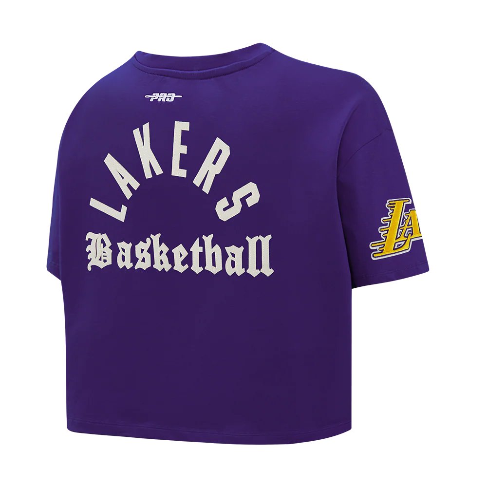 NBA LOS ANGELES LAKERS MODERN ORIGINALS WOMEN'S SJ BOXY TEE (PURPLE) - Image 4