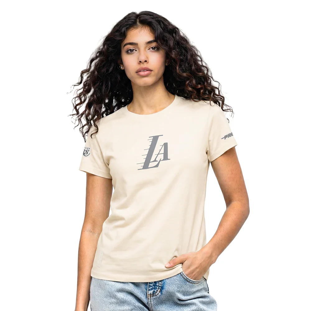 NBA LOS ANGELES LAKERS STREET TEAM WOMEN'S SJ SLIM FIT TEE (EGGSHELL)