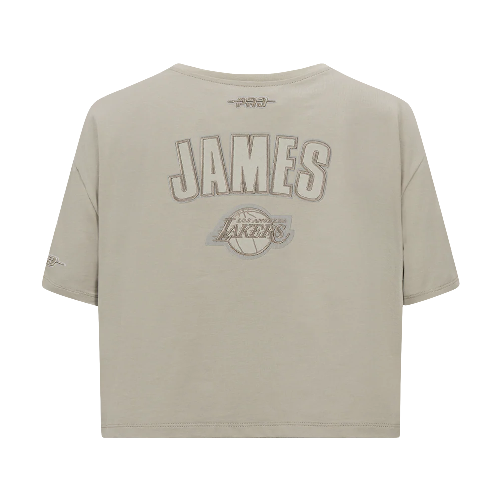 NBA LOS ANGELES LAKERS LEBRON JAMES #23 NEUTRAL PNN WOMEN'S SJ BOXY TEE (TAUPE) - Image 5