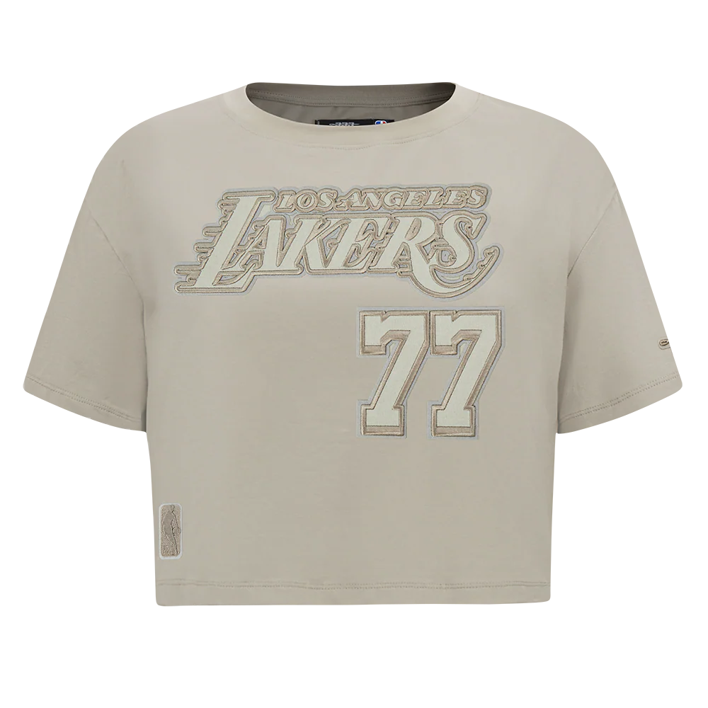 NBA LOS ANGELES LAKERS LUKA DONCIC #77 NEUTRAL PNN WOMEN'S SJ BOXY TEE (TAUPE) - Image 3