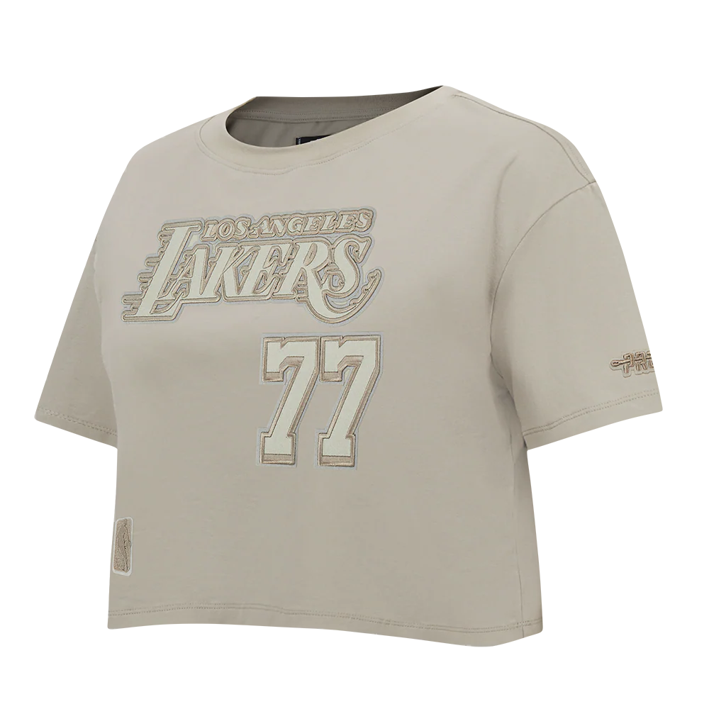 NBA LOS ANGELES LAKERS LUKA DONCIC #77 NEUTRAL PNN WOMEN'S SJ BOXY TEE (TAUPE) - Image 4