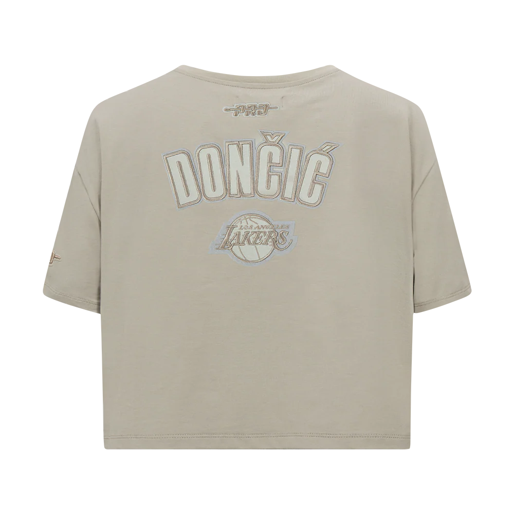 NBA LOS ANGELES LAKERS LUKA DONCIC #77 NEUTRAL PNN WOMEN'S SJ BOXY TEE (TAUPE) - Image 5