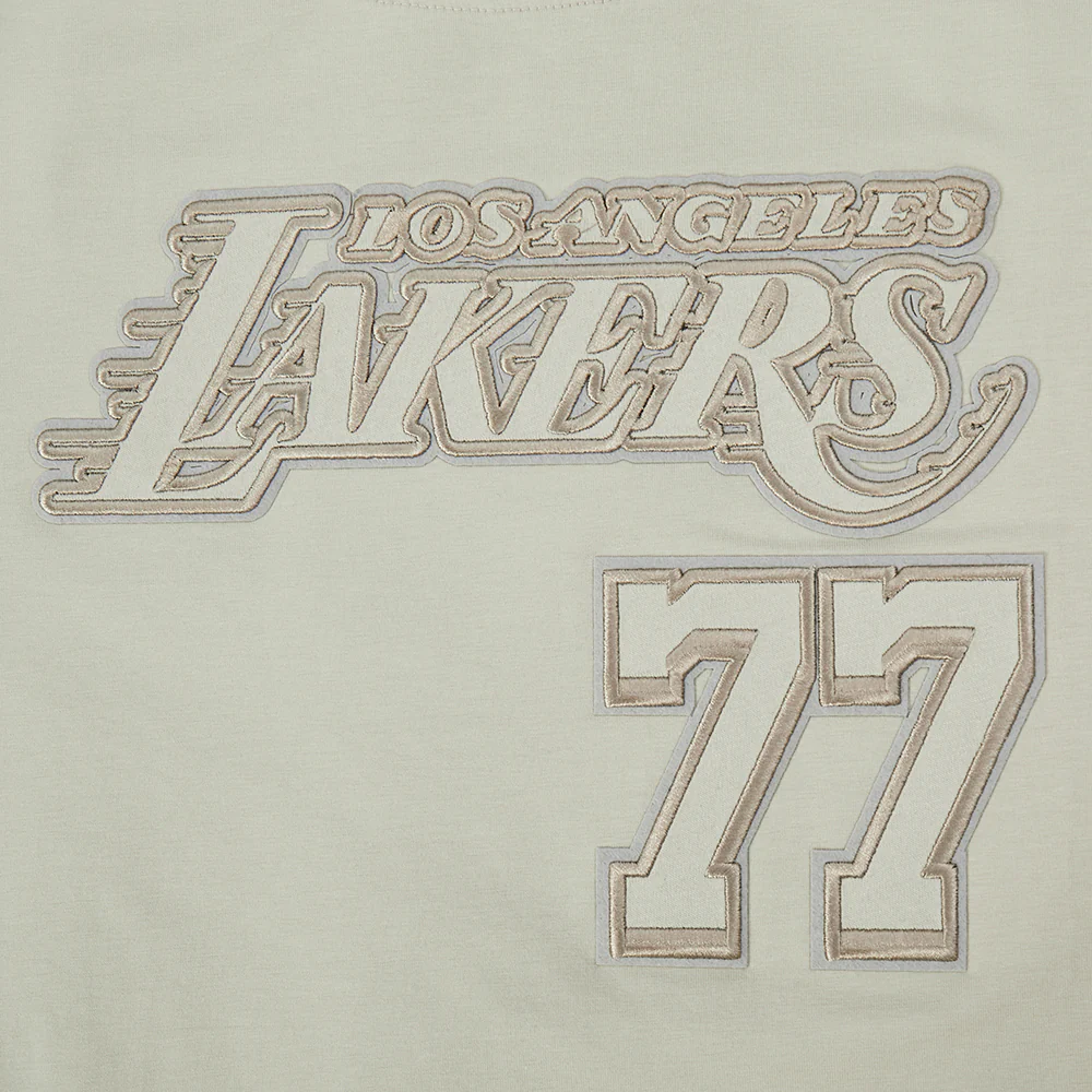 NBA LOS ANGELES LAKERS LUKA DONCIC #77 NEUTRAL PNN WOMEN'S SJ BOXY TEE (TAUPE) - Image 7