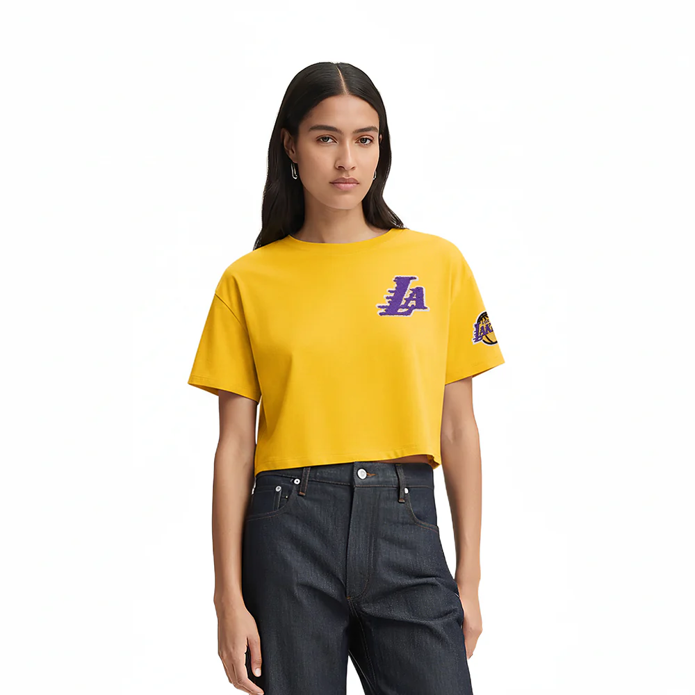 NBA LOS ANGELES LAKERS CLASSIC WOMEN'S BOXY TEE (YELLOW)