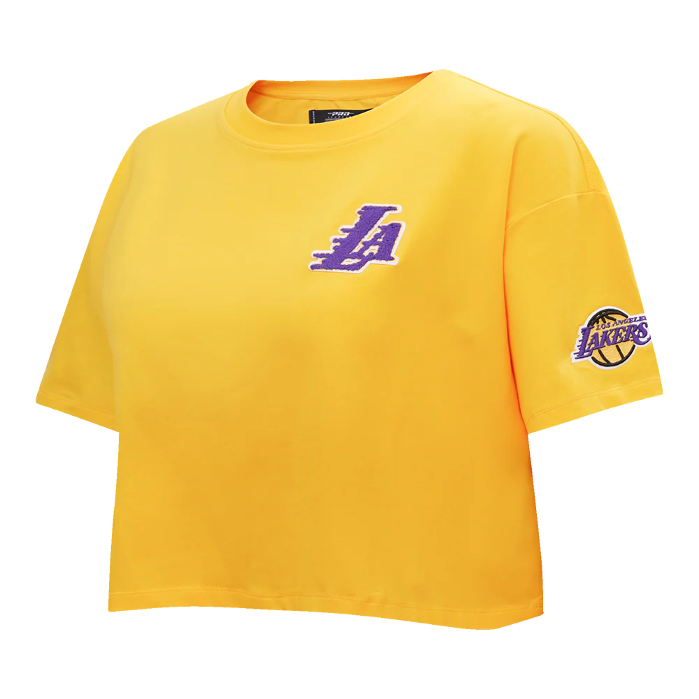 NBA LOS ANGELES LAKERS CLASSIC WOMEN'S BOXY TEE (YELLOW) - Image 4