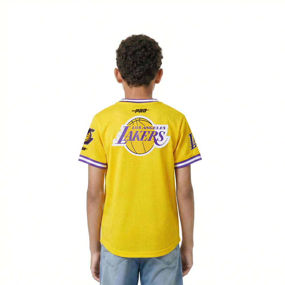 NBA LOS ANGELES LAKERS CLASSIC BIG BOYS SHORT SLEEVE MESH TEE (YELLOW/PURPLE) - Image 2