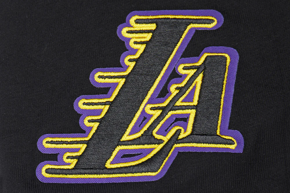 NBA LOS ANGELES LAKERS CLASSIC BIG BOYS SHORT SLEEVE STRIPED RIB TEE (BLACK/PURPLE) - Image 3