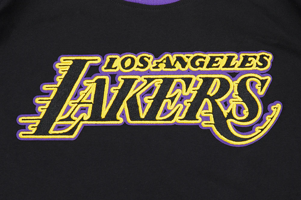 NBA LOS ANGELES LAKERS CLASSIC BIG BOYS SHORT SLEEVE STRIPED RIB TEE (BLACK/PURPLE) - Image 5