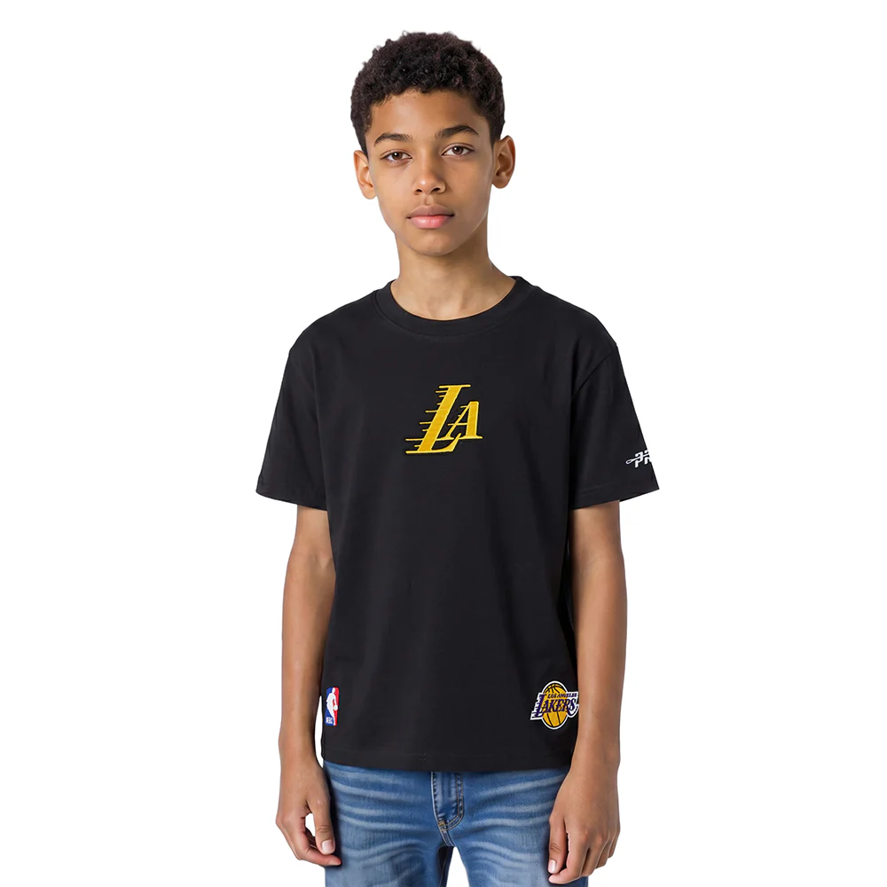 LOS ANGELES LAKERS WINGSPAN BIG BOY'S DROP SHOULDER SS TEE (BLACK) - Image 2