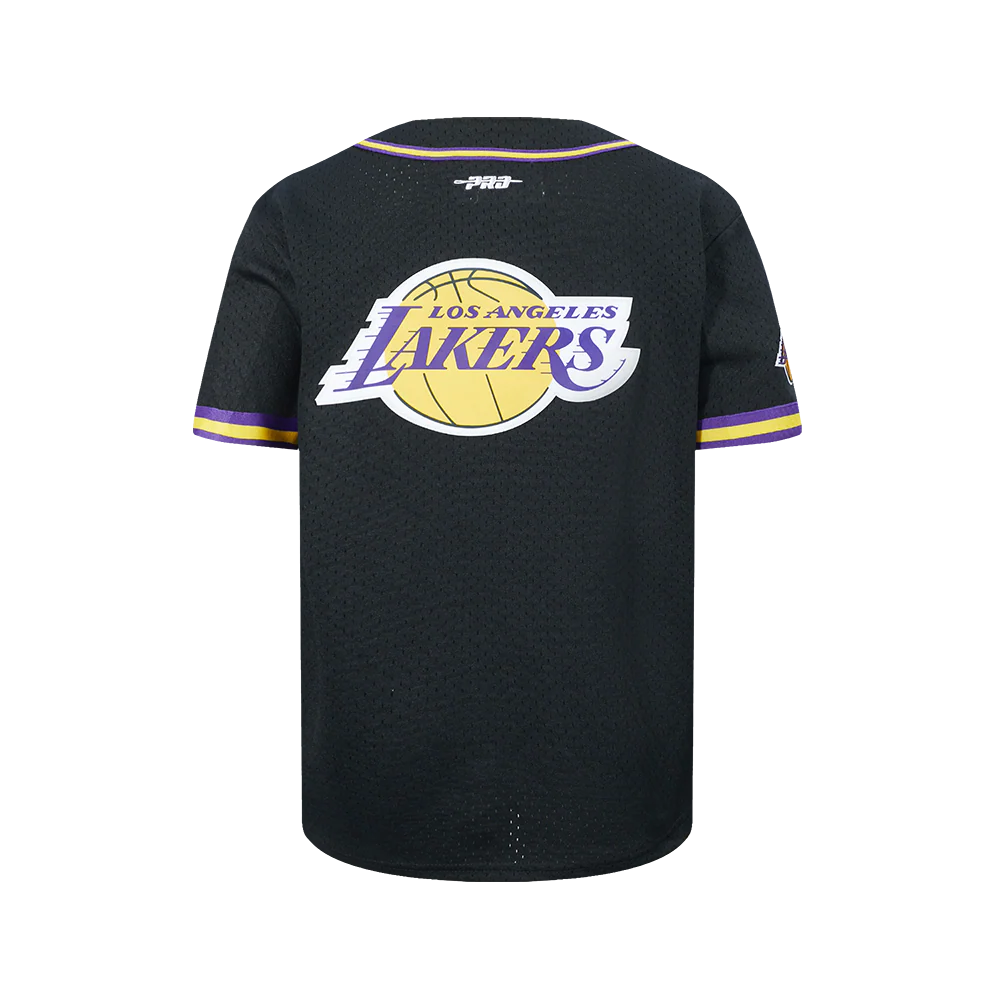 NBA LOS ANGELES LAKERS LUKA DON?I? #77 CLASSIC PNN BIG BOY'S MESH BUTTON DOWN SHIRT (BLACK/PURPLE) - Image 3