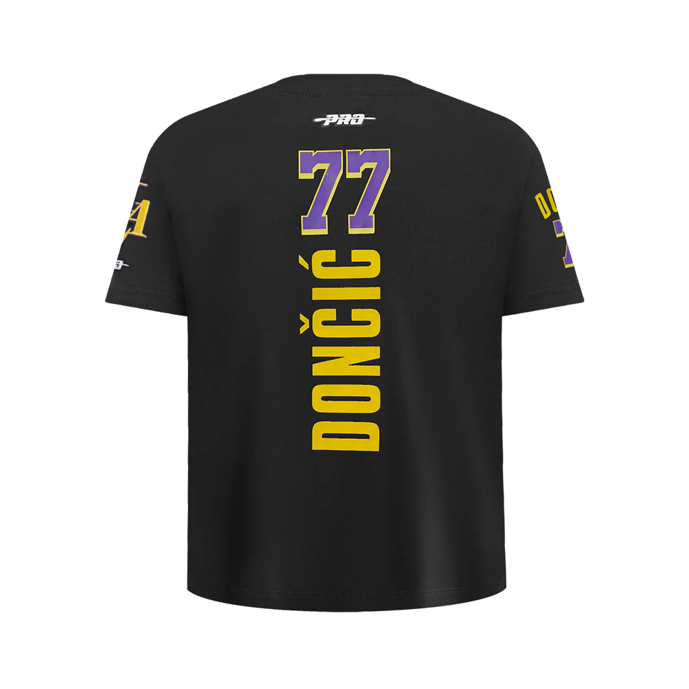 NBA LOS ANGELES LAKERS LUKA DONCIC #77 CLASSIC PNN BIG BOY'S SS TEE (BLACK) - Image 3