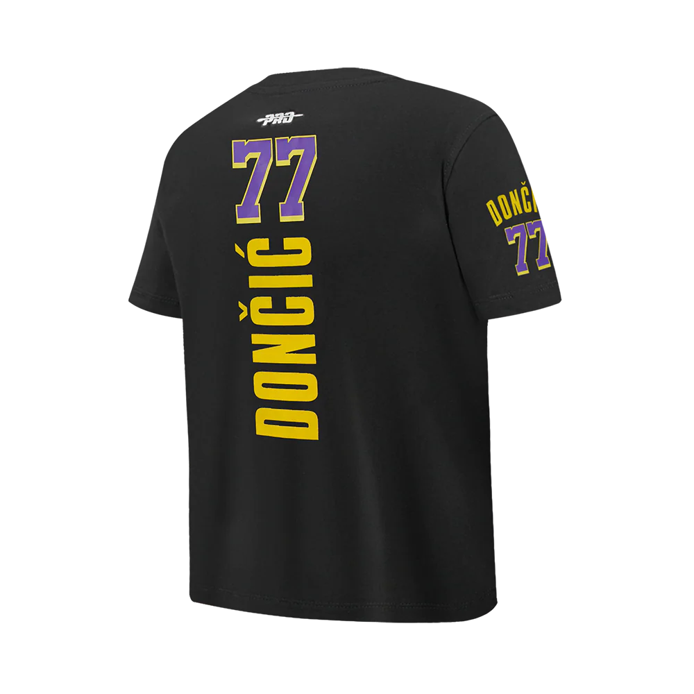 NBA LOS ANGELES LAKERS LUKA DONCIC #77 CLASSIC PNN BIG BOY'S SS TEE (BLACK) - Image 4