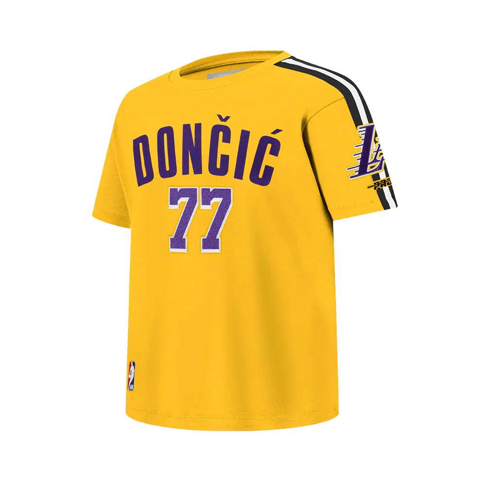 NBA LOS ANGELES LAKERS LUKA DONCIC #77 CLASSIC PNN BIG BOY'S SS TAPING (YELLOW/BLACK) - Image 2