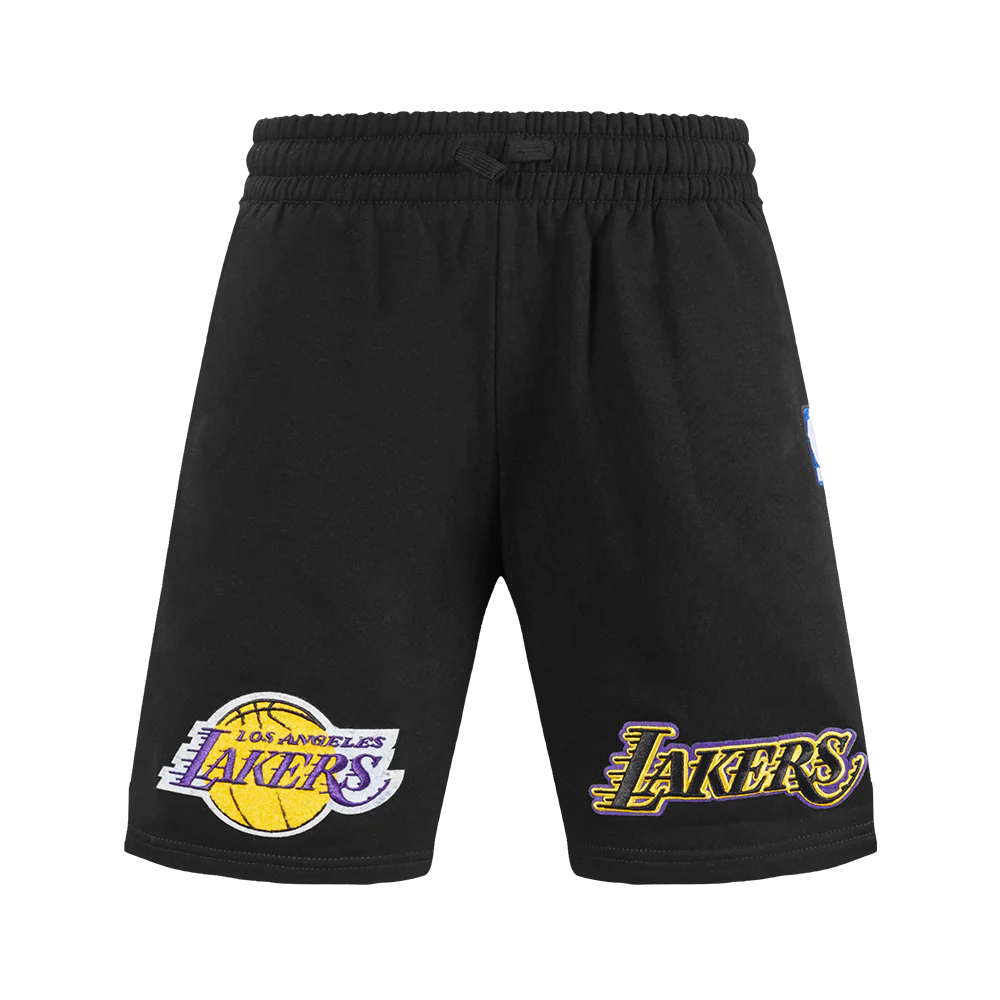 NBA LOS ANGELES LAKERS RETRO CLASSIC BIG BOY'S FLC SHORT (BLACK) - Image 2