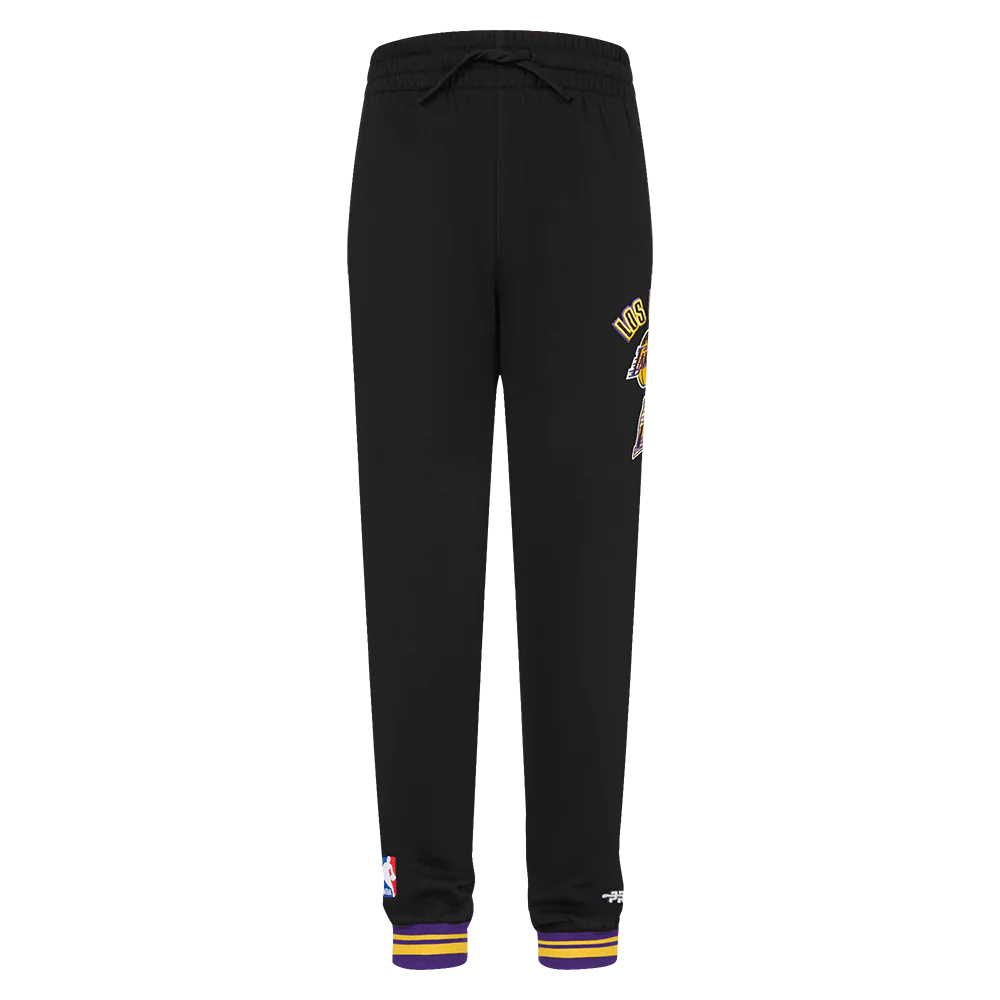 NBA LOS ANGELES LAKERS RETRO CLASSIC BIG BOYS RIB FLC SWEATPANT (BLACK/PURPLE) - Image 2