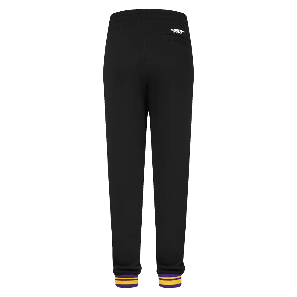 NBA LOS ANGELES LAKERS RETRO CLASSIC BIG BOYS RIB FLC SWEATPANT (BLACK/PURPLE) - Image 4
