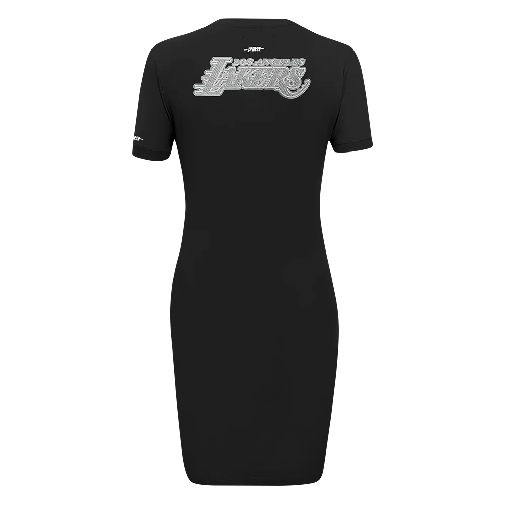 NBA LOS ANGELES LAKERS REVERSE FRENCH TERRY WOMEN'S BODYCON DRESS (BLACK) - Image 3