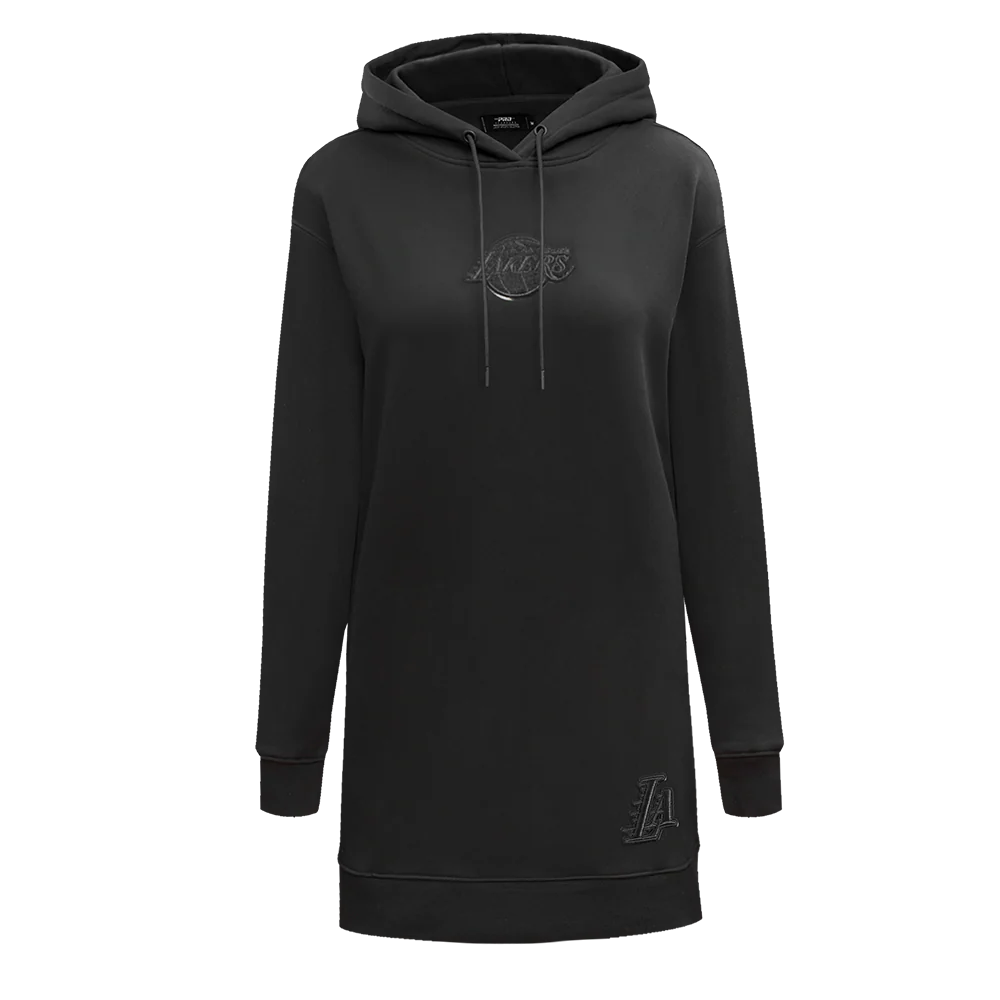 NBA LOS ANGELES LAKERS CLASSIC 3BK WOMEN'S FLC HOODIE DRESS (BLACK)