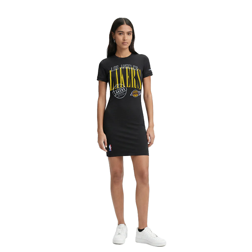 NBA LOS ANGELES LAKERS STAMPED WOMEN'S BODY CON DRESS (BLACK)