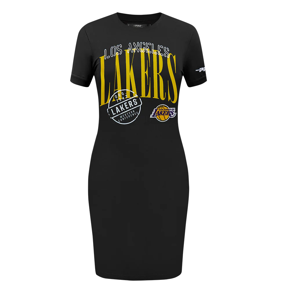 NBA LOS ANGELES LAKERS STAMPED WOMEN'S BODY CON DRESS (BLACK) - Image 3